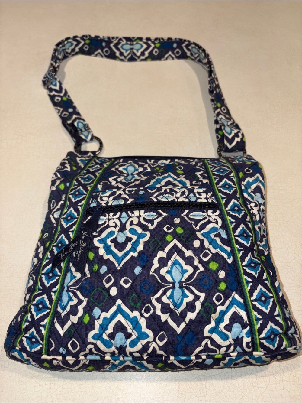 Vera Bradley Navy Quilted Blue & Green Geometric Crossbody